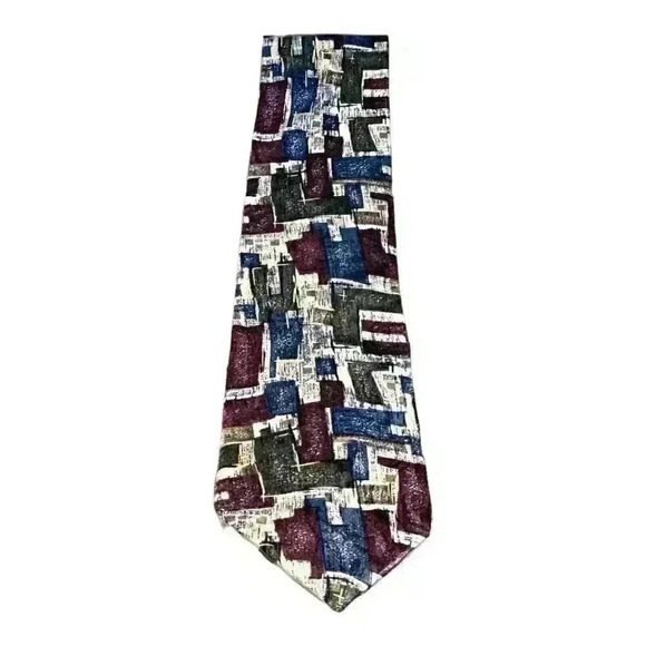 New River by J. Riggins Silk Abstract Geometric Tie - Picture 1 of 4